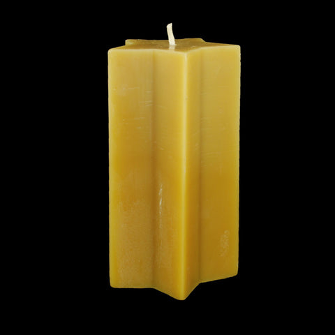 Bill's Bees 100% Pure Beeswax Cylindrical 6 pointed Star 6" Pillar